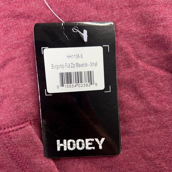 Hooey Mens Maverick Hoodie Sweatshirt Burgundy Heathered Pockets Full Zip S New - Picture 7 of 12